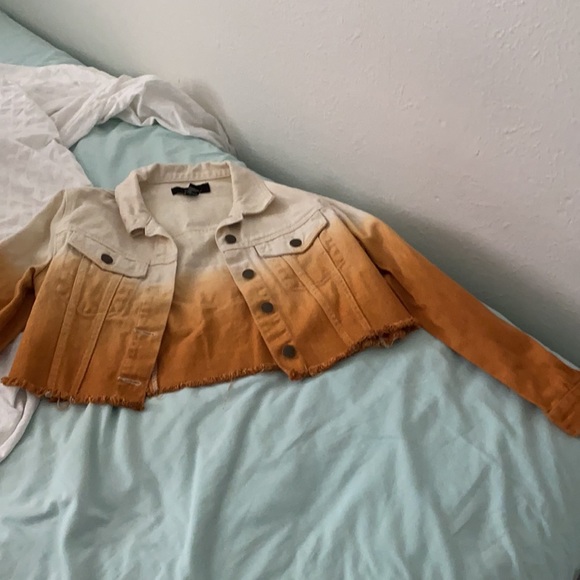 Ombré White and Orange Denim Skirt and Jacket Set - Picture 2 of 3